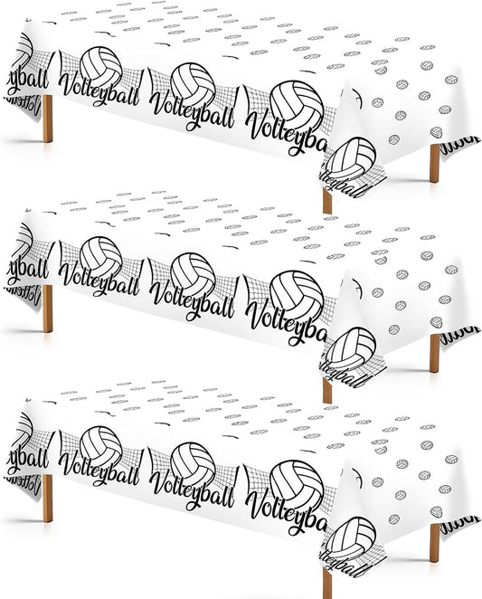 Grencian 3Pcs Volleyball Birthday Party Tablecloth Volleyball Plastic Table Covers Sports Theme Disposable Table Cloth for Girls Birthday Party Decorations