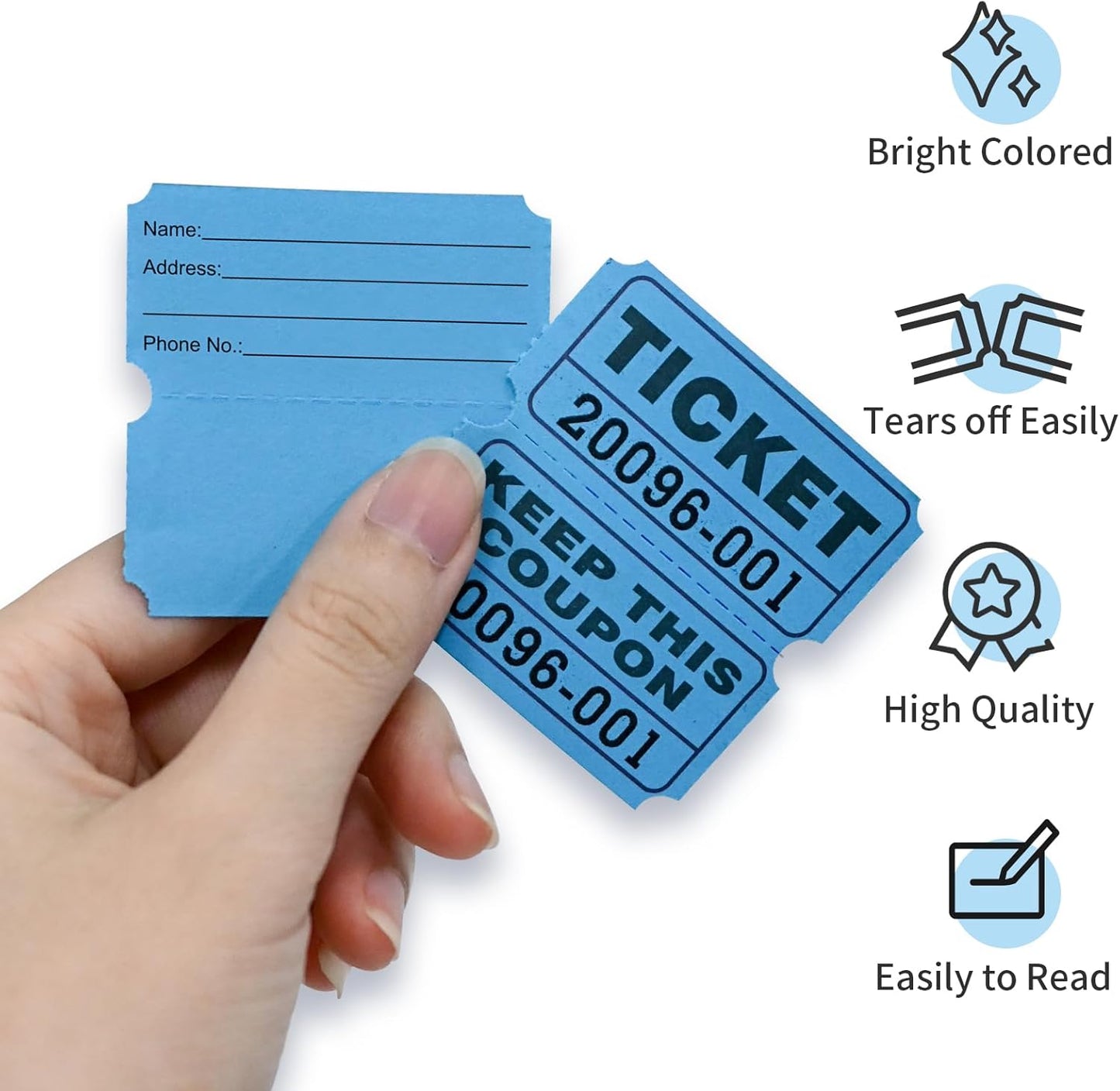L LIKED Raffle Tickets Double Rolls 1000 Per Roll 50/50 Raffle Tickets for Events,Carnivals, Entry, Class Reward, Prizes(Blue)
