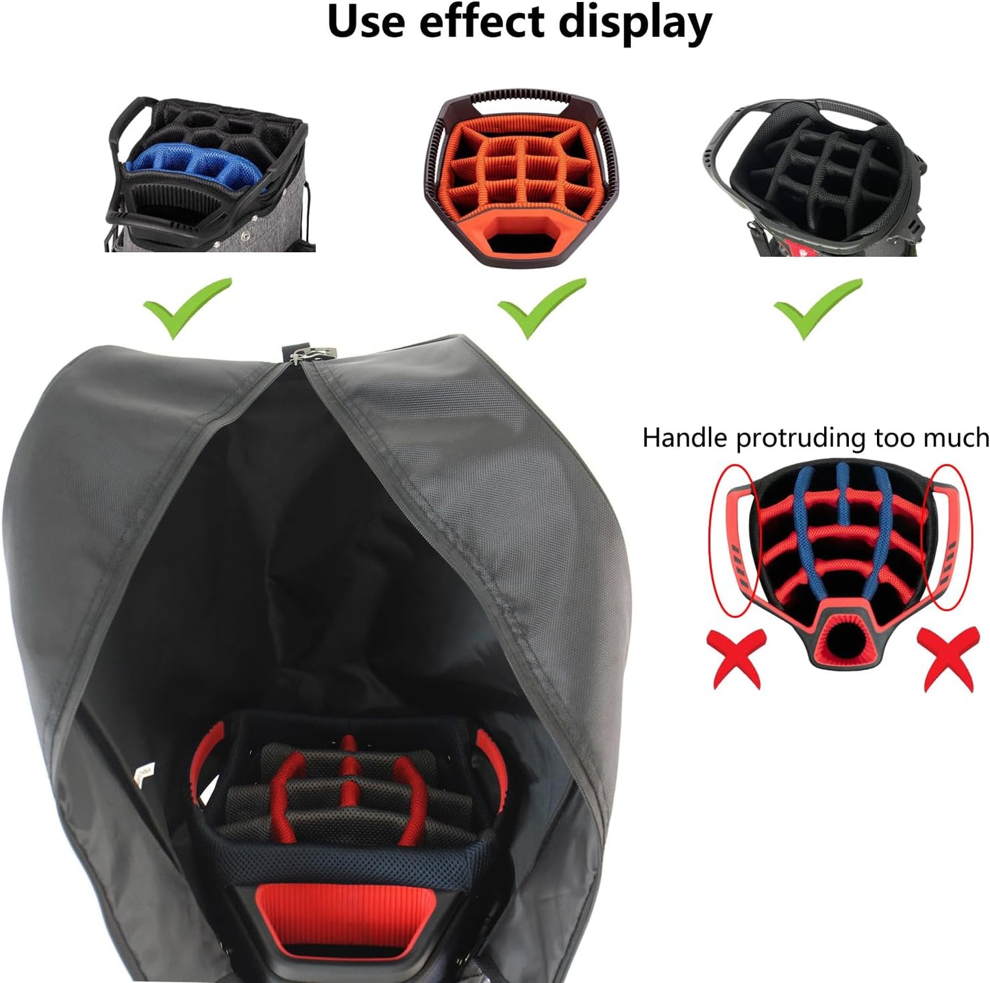 BOYEA & SKULLEAP Golf Bag Cover rain Cover/Hood Nylon Waterproof dust Cover Fits Most Golf cart Bags Easy to use Collapsible and removabl Golf Accessory Gifts (1680D Nylon, Large)