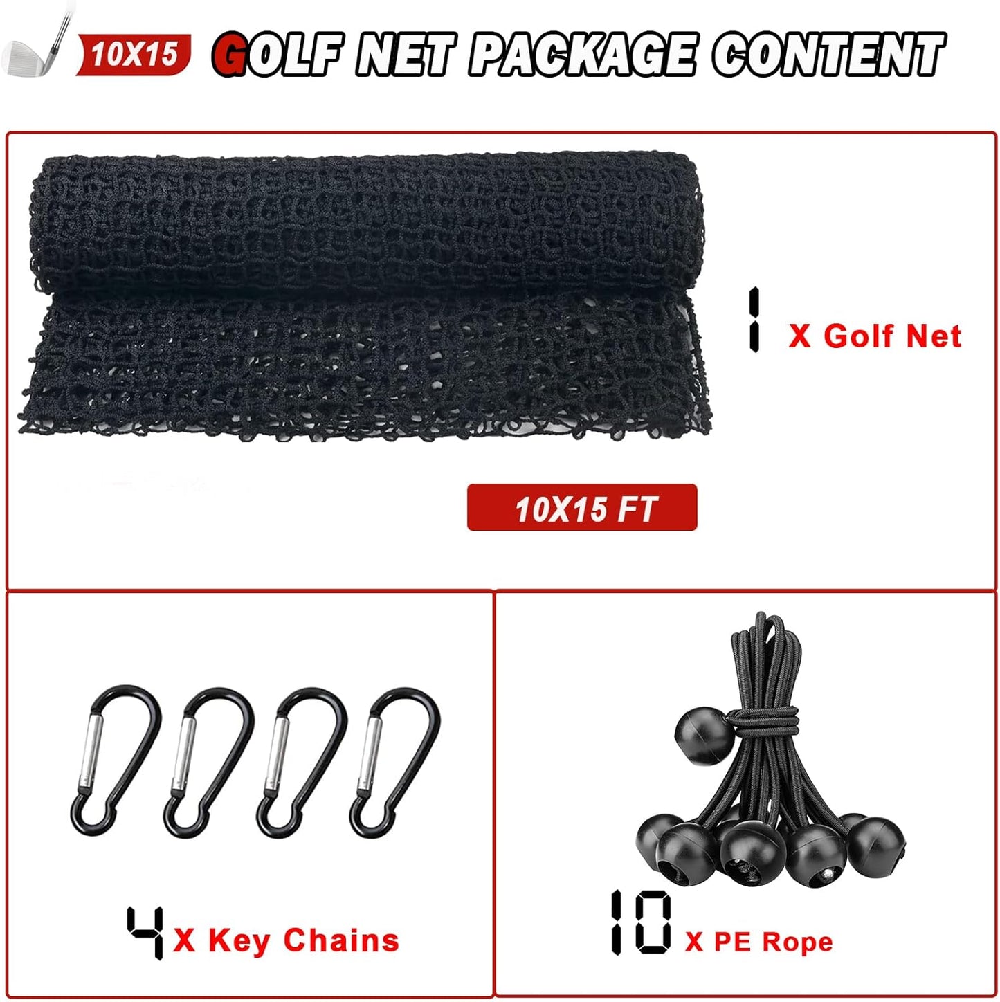 Sports Netting - Heavy Duty Ball Net for Golf, Baseball, Hockey, Soccer
