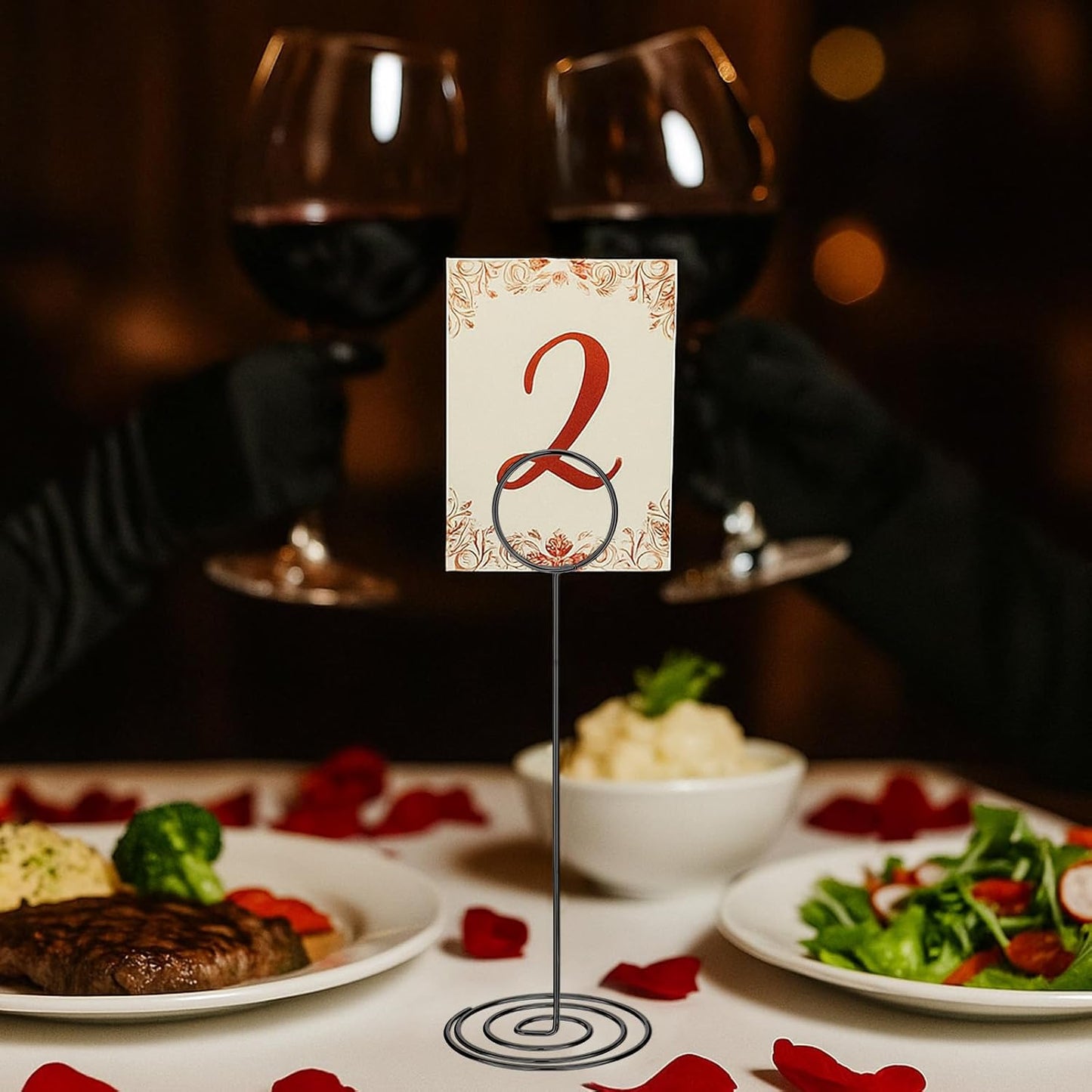 24Pcs 8.86in Wire Photo Holder Black Table Number Holder, Place Card Holders, Menu Memo Note Card Small Table Number Stands Picture Holders for Center Decoration Wedding Reception Party Birthday