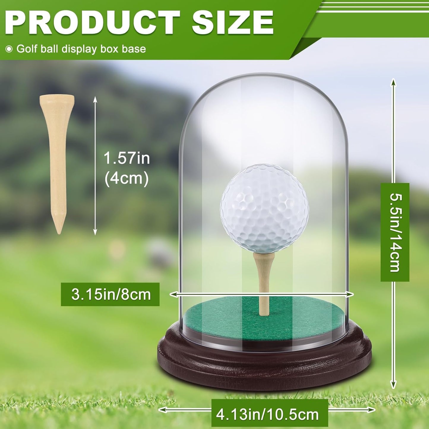 Golf Ball Display Case Hole in One Acrylic Golfball Memorabilia Display Holder with Wood Base Clear Dust Protection Transparent Storage Box for Single Golfball Baseball Case (Brown)
