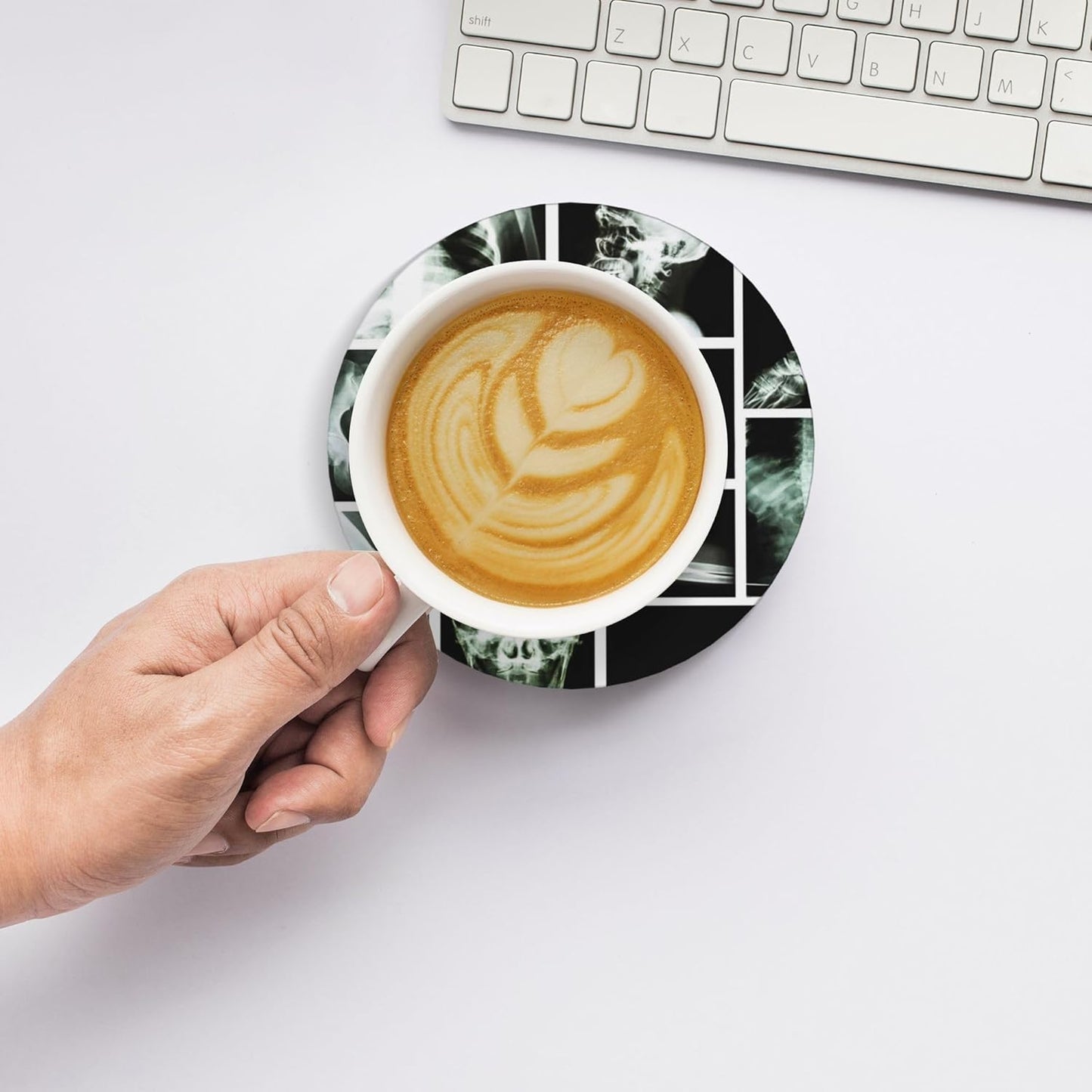 Skull X Ray Coasters for Drinks Set of 4, Absorbent Ceramic Drink Coasters for Coffee Table Wooden Table Cup Bar, 4 Inches