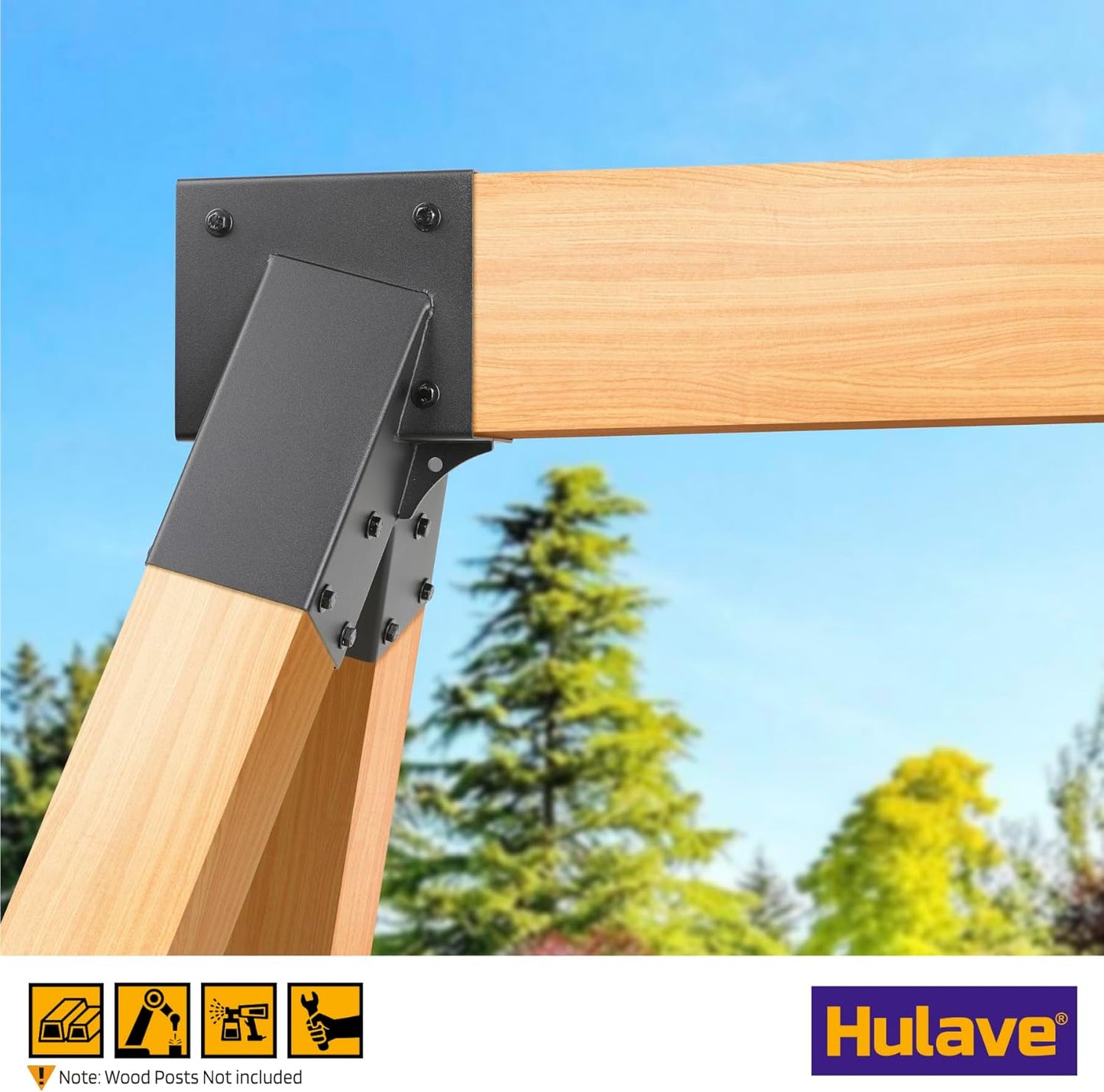 Hulave 2pcs A-Frame Swing Set Brackets, 201 Stainless Steel Swing Bracket Kit with Mounting Accessories(Black)