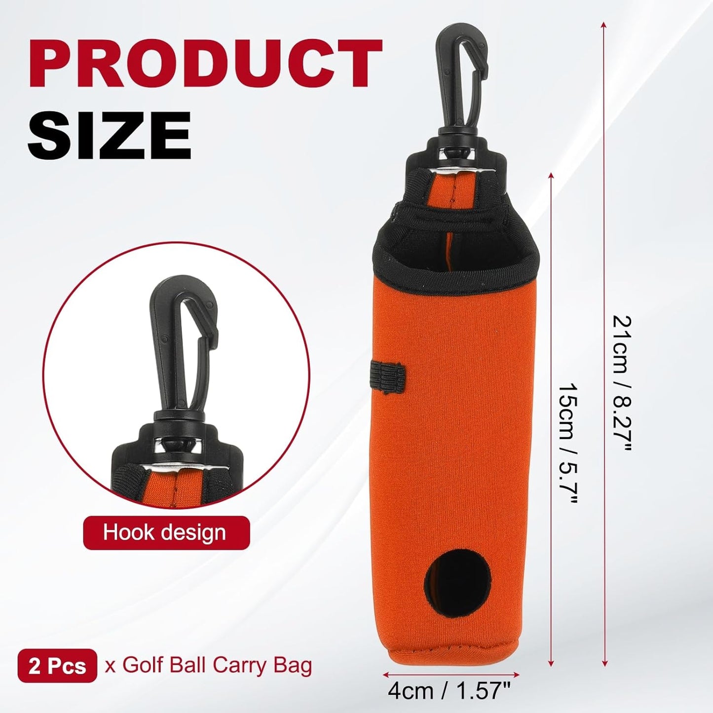 uxcell Golf Ball Carry Bag, Waist-Mounted Storage Bag Neoprene Golf Tee Holder Pouch with Lightweight Hook for Men and Women