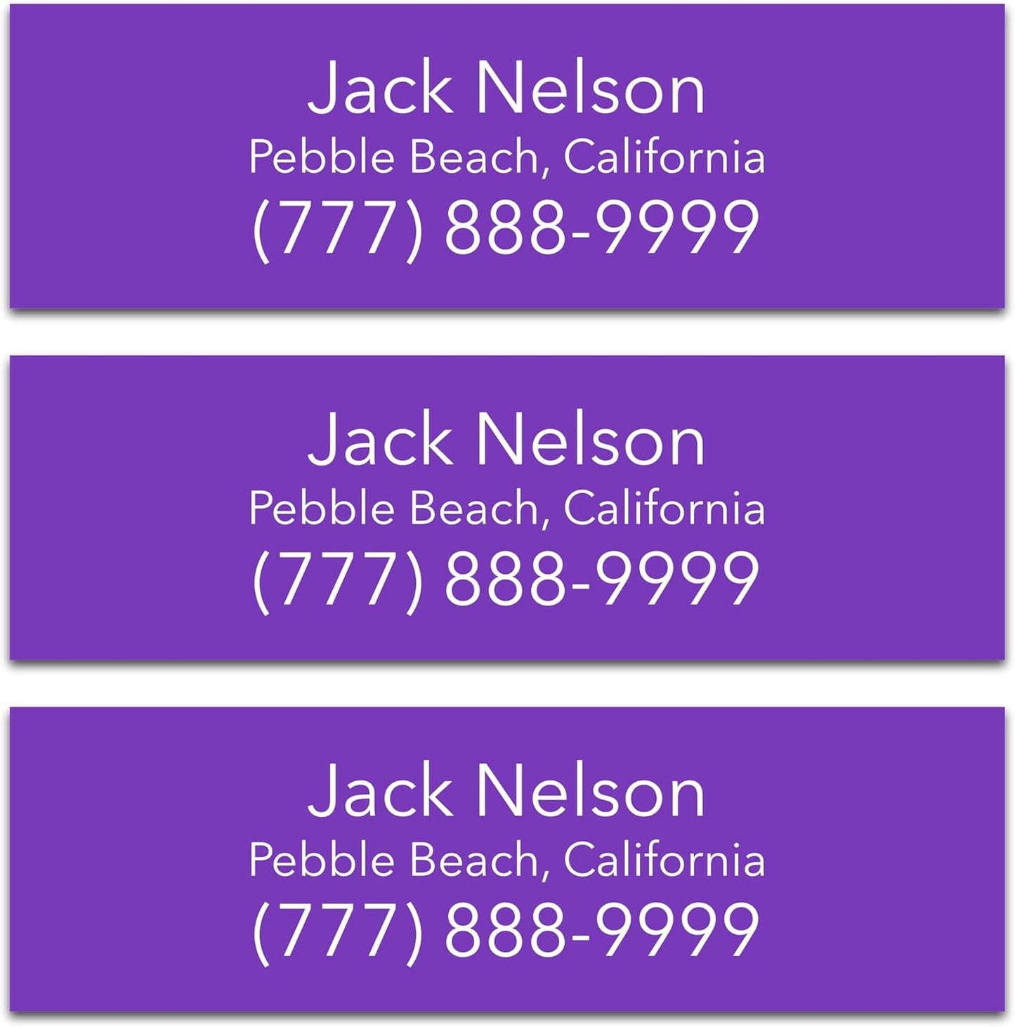 Personalized Golf Club Name Labels (30 Labels) - Custom Waterproof Name Stickers for Golf Clubs (Purple with White Text)