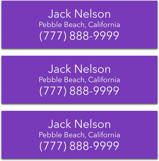 Personalized Golf Club Name Labels (30 Labels) - Custom Waterproof Name Stickers for Golf Clubs (Purple with White Text)