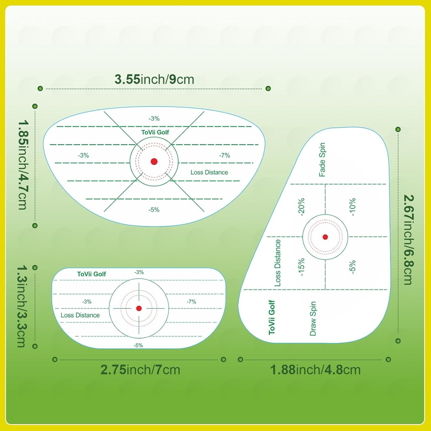 ToVii Golf Impact Tape Set 200~400Pcs, Self-Teaching Sweet Spot and Shot Consistency Analysis Golf Club Face Impact Stickers for Woods Irons and Fairway Clubs