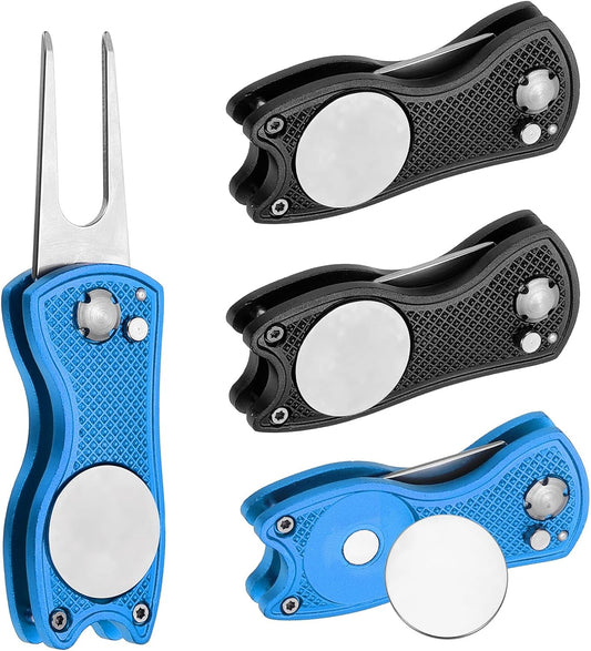 PATIKIL Golf Divot Repair Tool Foldable Metal Golf Green Divot Tool with Magnetic Ball Marker & Stainless Steel Fork