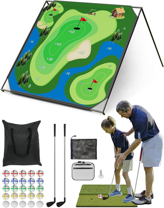 NAIZEA Golf Chipping Game with Stand - Golf Target Battle Games with Hitting Mat, 25 Sticky Balls, Indoor Outdoor Portable Golfs Game for Chipping Practice for Dads Golfers