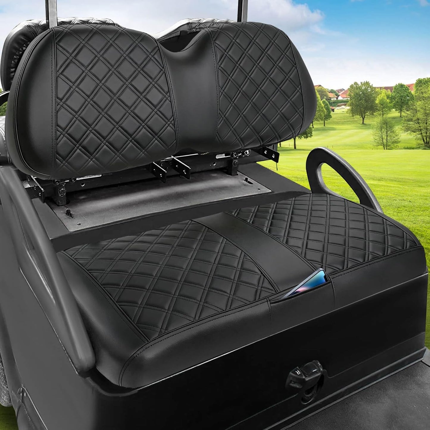 Club Car Precedent Seat Covers, Golf Cart Seat Covers for Club Car Precedent OEM Ordinary Seat, Front Seat Cover with Concave and Convex Design, Thick Vinyl Leather Comfortable/Easy to Clean