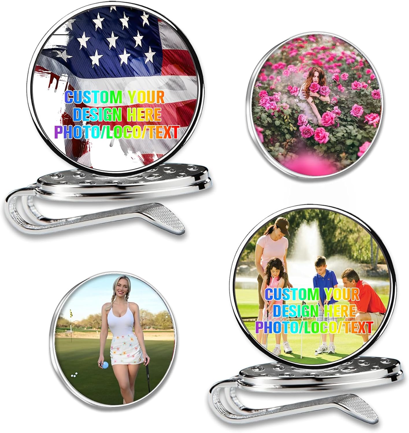 Custom Golf Ball Marker with Magnetic Hat Clip Personalized Photo Logo Text Name for Men Women Golfers Gifts for Dad Boyfriend Golfe