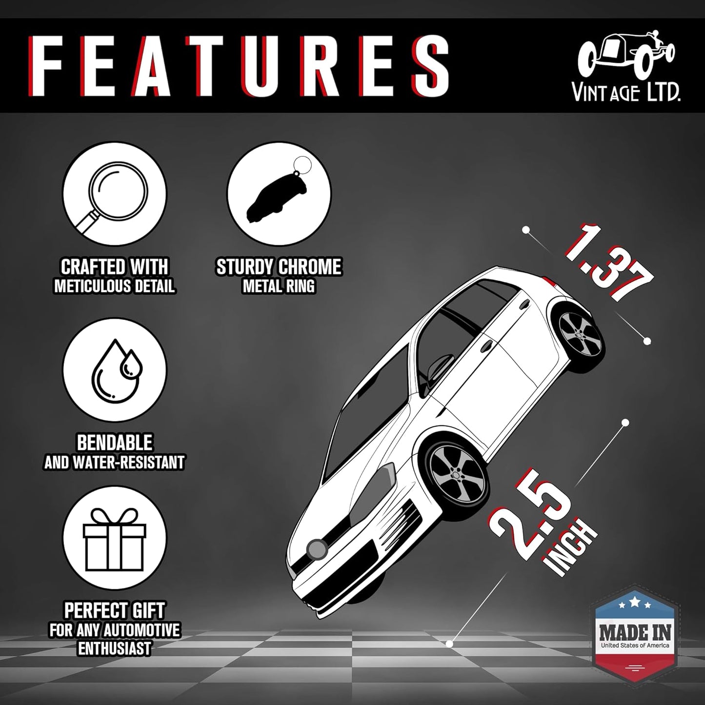 Vintage Ltd. Golf GTI PVC Rubber Keychain - FOB Accessories – Automotive Gift Idea (White)