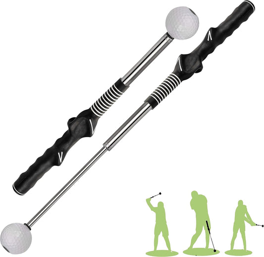 Retractable Golf Swing Training Aid, Golf Grip Trainer & Golf Swing Trainer for Warm-up, Right-Handed Golf Club for Indoor Practice, Golf Accessories - Strength & Tempo Training for Chipping Hitting