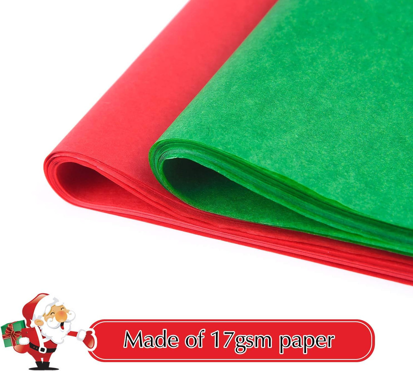FEPITO 100 Sheets Christmas Tissue Paper Red and Green Gift Wrapping Paper for Xmas Wrapping Presents, DIY Crafts Supplies(14 x 20 Inch)