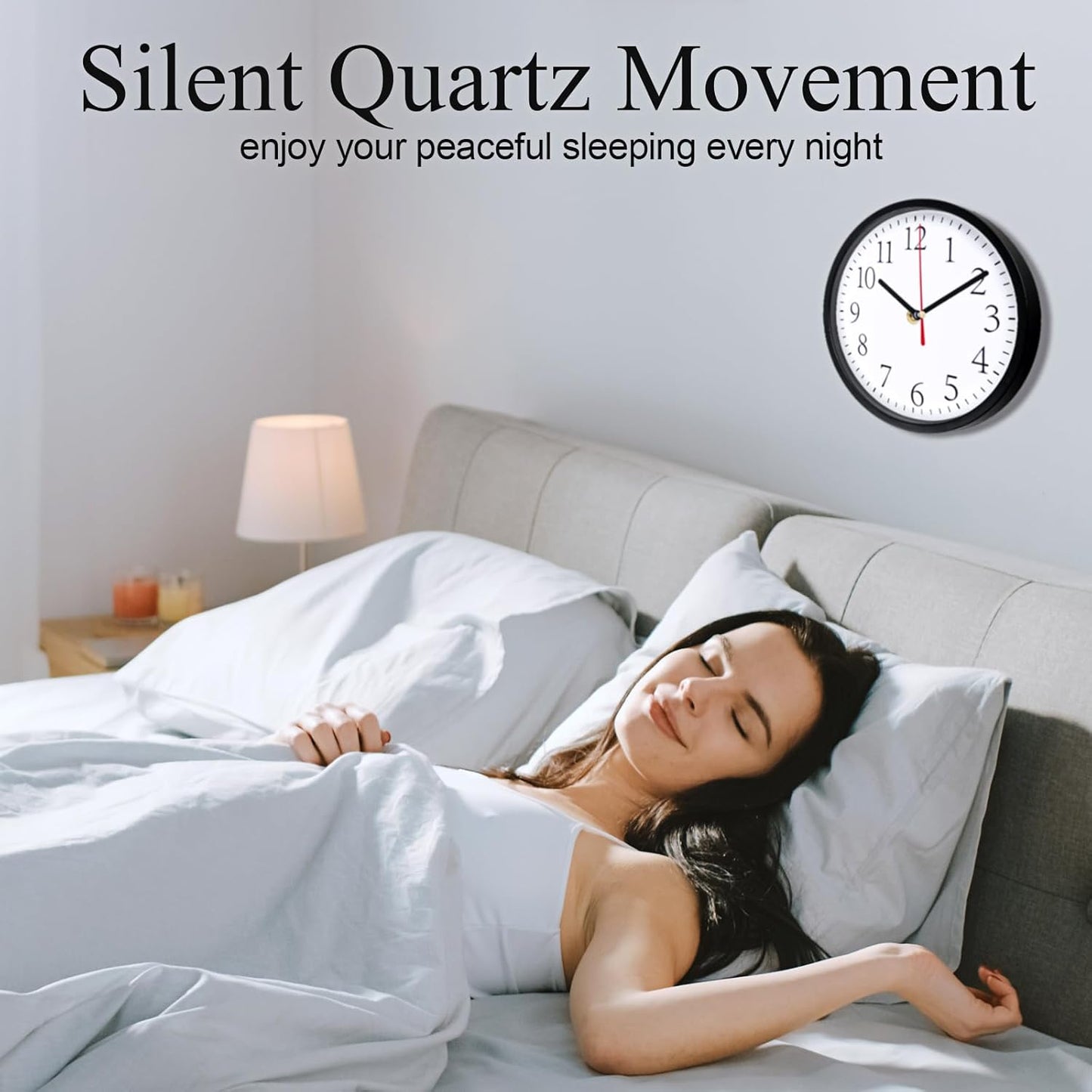 Inbagi 4 Pieces Wall Clocks Set Include Quartz Wall Clock Battery Operated Round Clock with 4 Pieces Hanging Chalkboard and White Marker Pen for Hotel Office Home Room Kitchen(8 Inch,Black)