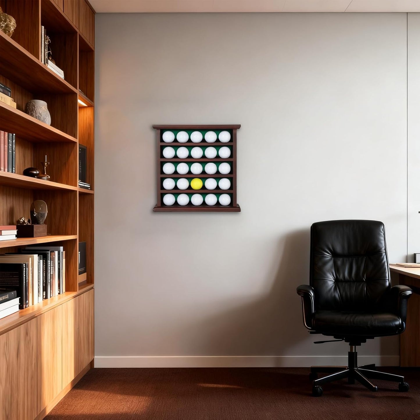 KCRasan Golf Ball Display Case - Wall Mounted Holder with Glass Door, Ideal Gift for Golf Enthusiasts