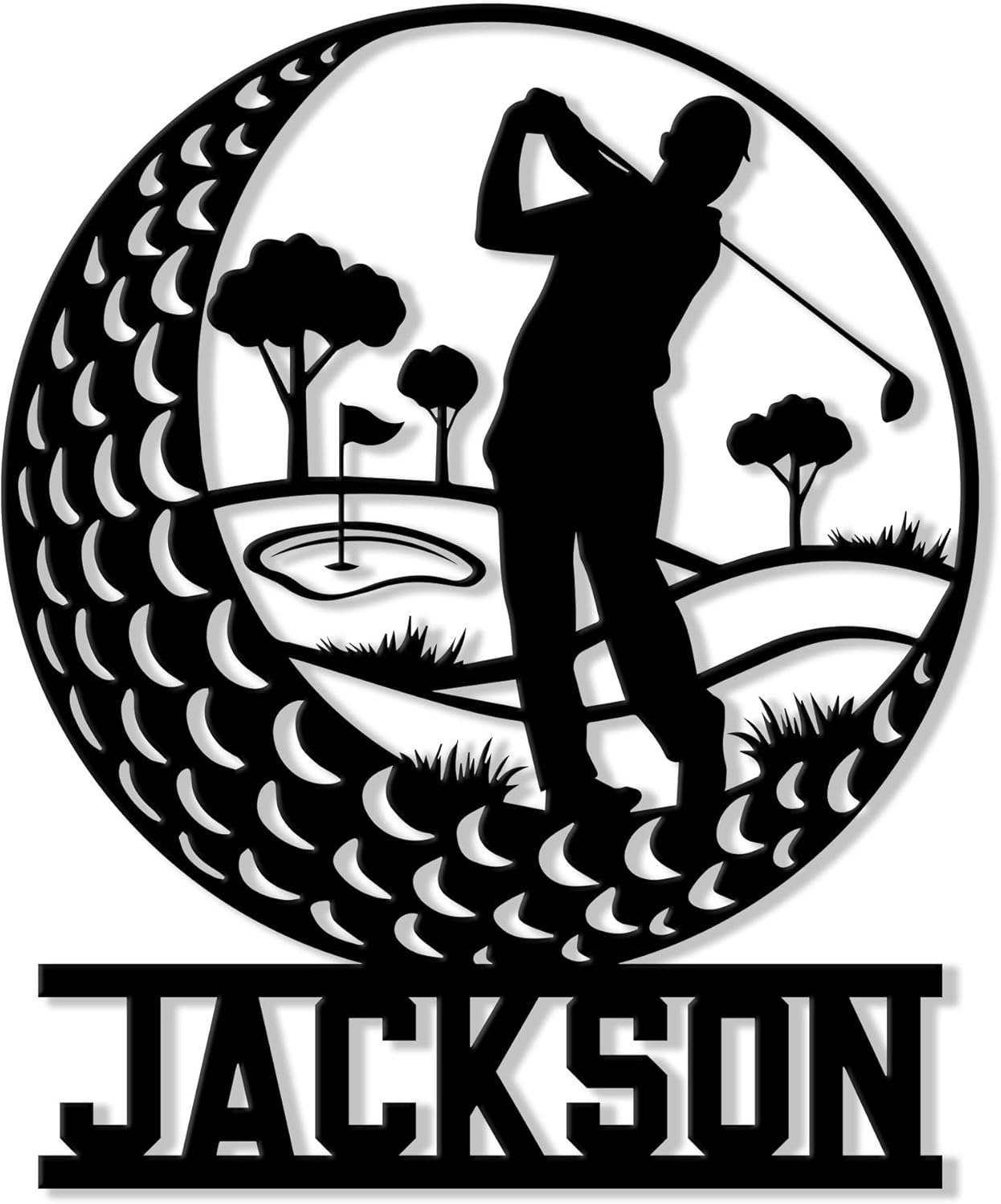 Personalized Golf Metal Sign, Golf Player Hanging Sign Outdoor Porch Welcome, Custom Name Wall Fence Yard Patio Home Office Decor Gifts for Husband, Dad, Son, Golf Lover, Birthday Gift by OhaPrints