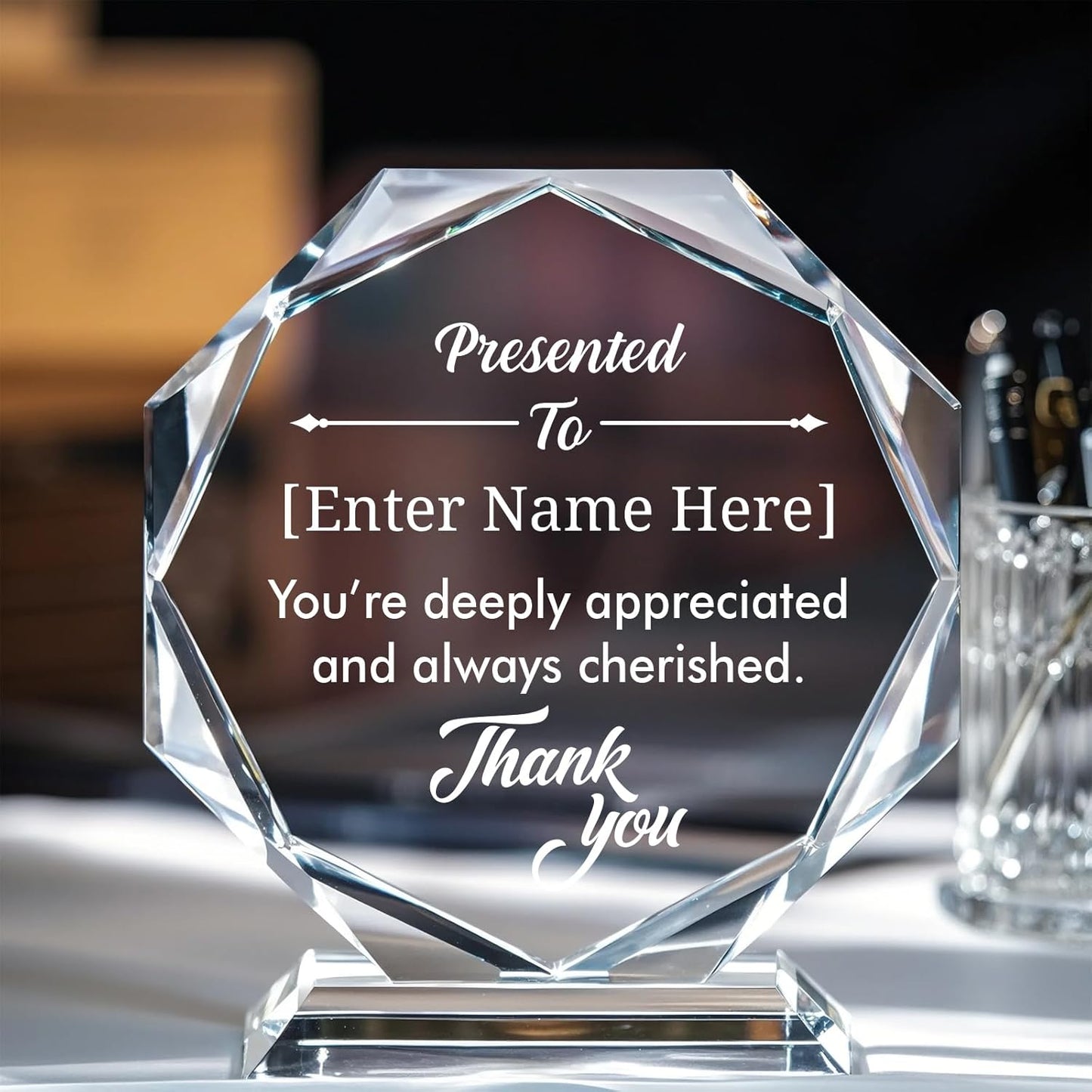 Personalized Crystal Trophy Award – Custom Awards and Trophies for Employees, Coworkers, Boss – Retirement, Farewell, Appreciation, Recognition Gifts – Custom Plaques