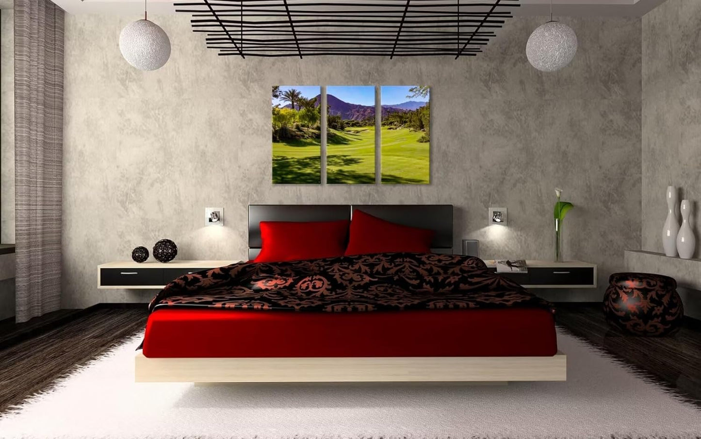 Golf Course Wall Art for Office Golf Course Picture Poster Print on Canvas Wall Decor for Living Room Bedroom Home Decorations Modern Artwork Framed Ready to Hang(12''W x 24''H x3)