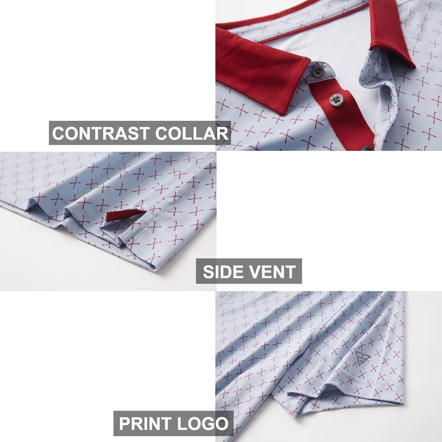 Golf Shirts for Men Dry Fit Short Sleeve Print Performance Moisture Wicking Polo Shirt