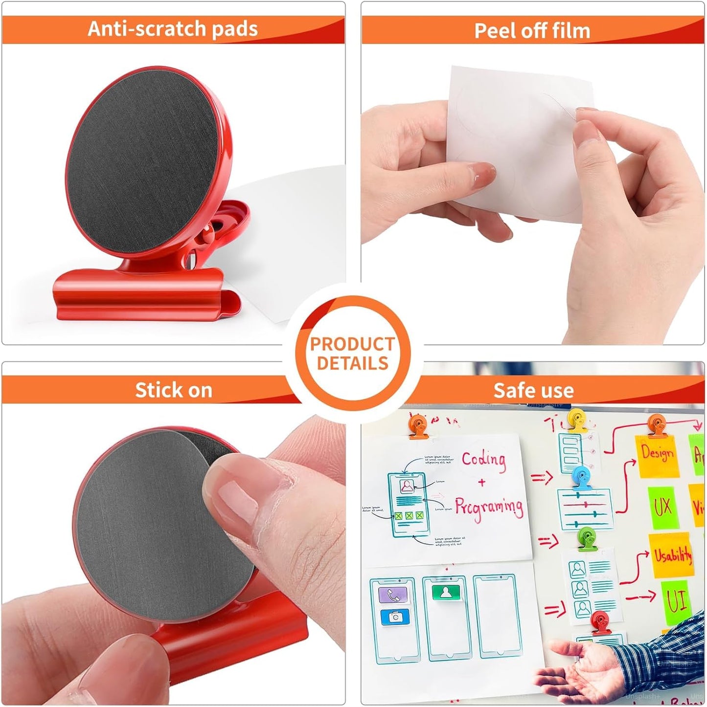 VNDUEEY 20 Pack Multicolored Magnetic Clips for Refrigerator Magnets Magnetic Clips for Fridge and Whiteboard Magnets for Home Office School