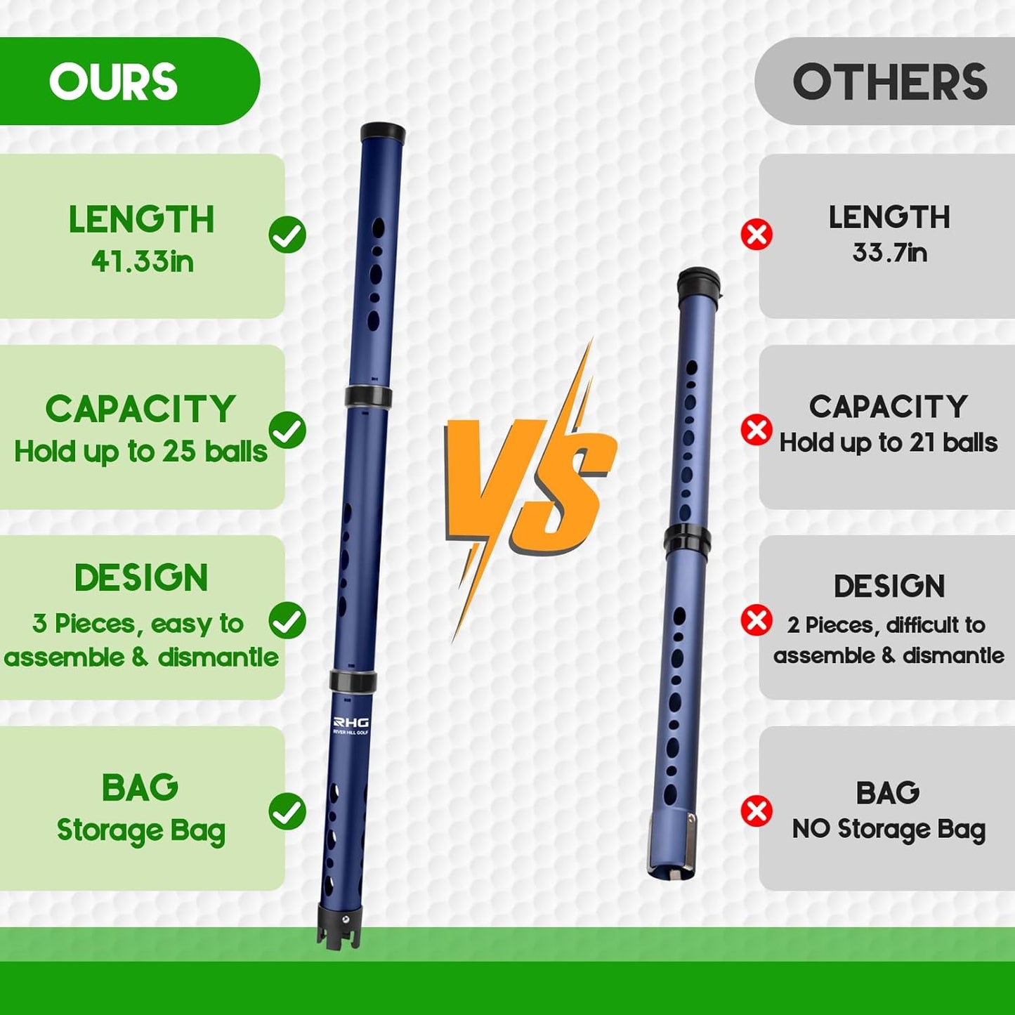 Golf Ball Retriever, Aluminum Alloy Picker Upper Tube, Golf Balls Shagger Grabber, Ball Collector, Pickup Tool Device for Men Women