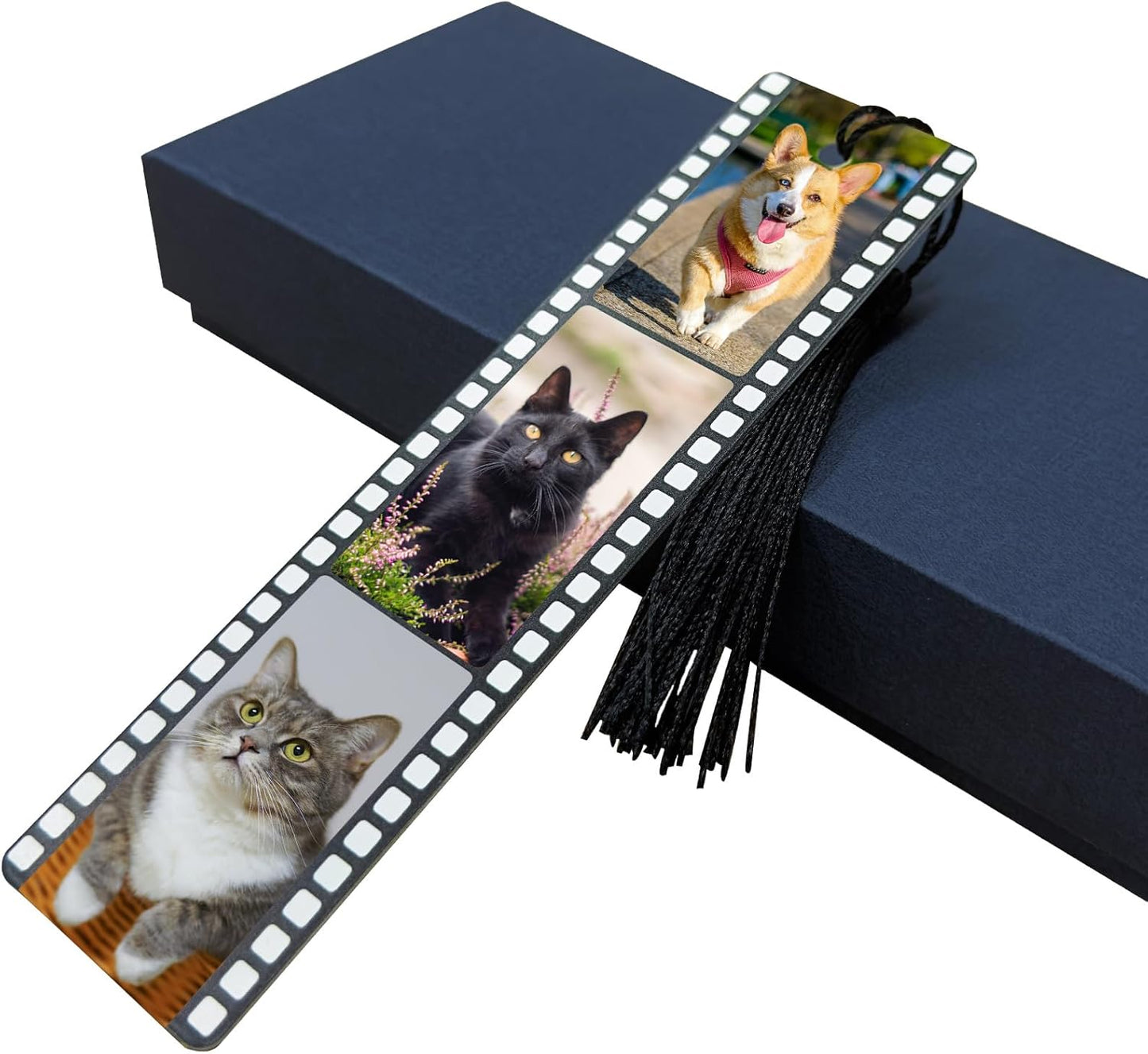 Custom Bookmarks with Tassel and Gift Box Metal Photo Bookmark Personalized with Picture and Text (3 Photos)