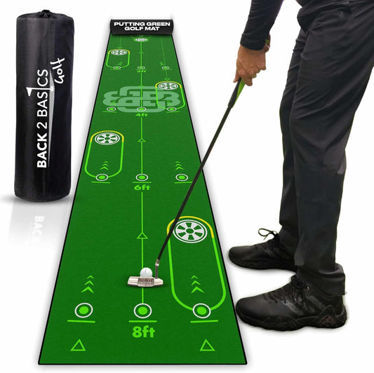 Back 2 Basics 10ft Golf Putting Mat - Premium Indoor Putting Green, Realistic Golf Putting for Training - Golf Practice Mat for Indoor/Outdoor Use, Putting Practice Mat for Golfers