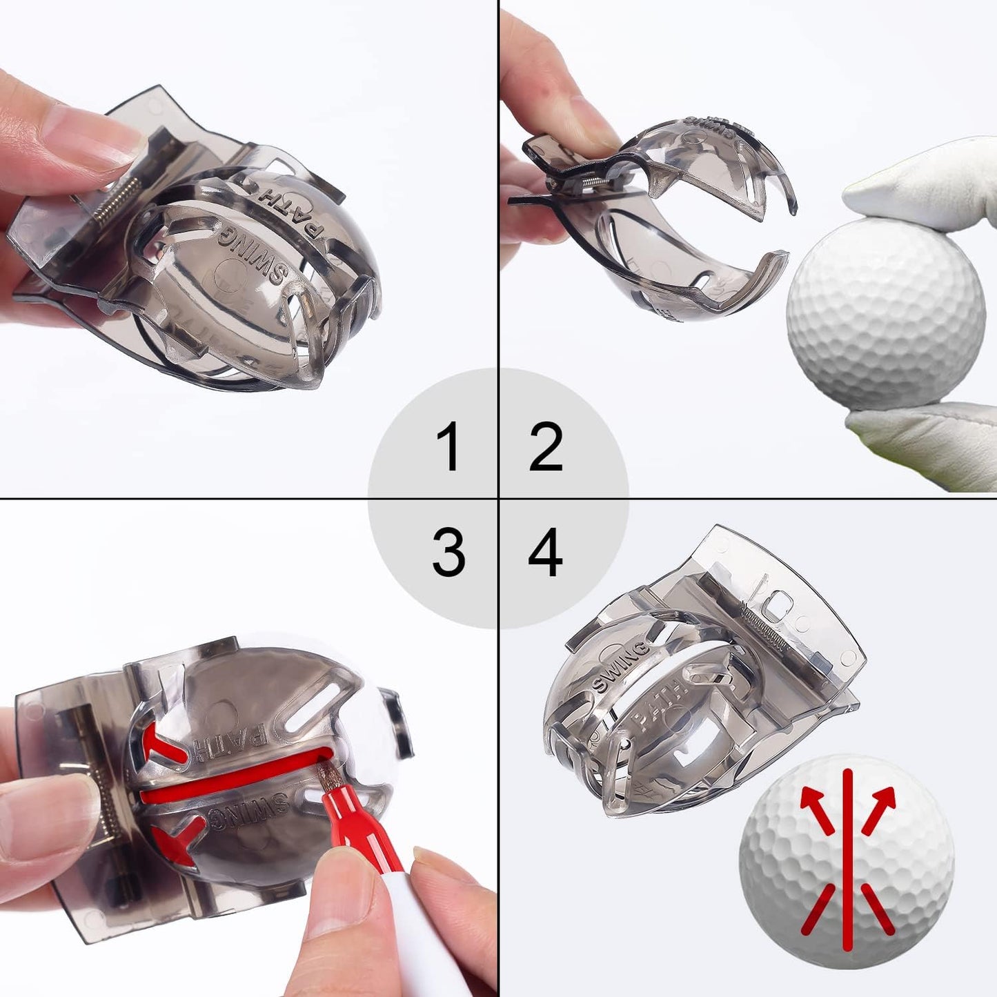 1 Pack 360° Triple Line Golf Ball Marker，Golf Ball Line Marker Tool，Golf Ball Marker Stencil，Alignment Ball Marker，Golf Accessories