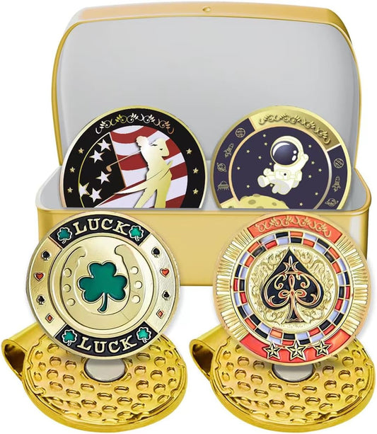 Jebor Golf Ball Markers with Hat Clips and Storage Box Value Sets for Men Women Golfer, Removable Attaches Easily to Golf Cap Premium Gifts Golf Ball Marker hat Clip