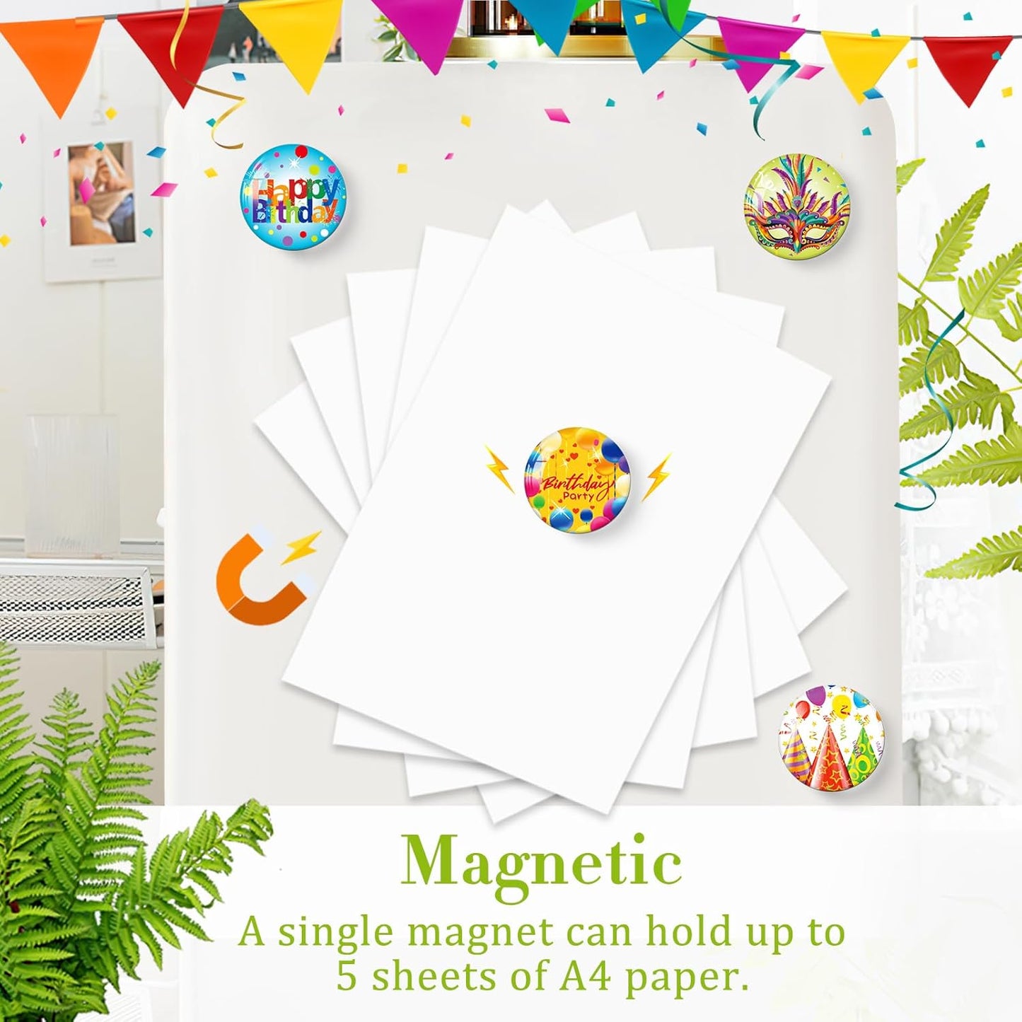 MORCART 16PCS Cute Birthday Magnets Decoration for Fridge Refrigerator Locker Whiteboard Decorative Magnetic Board Cabinets Classroom Office Cubicle Gift (Birthday)