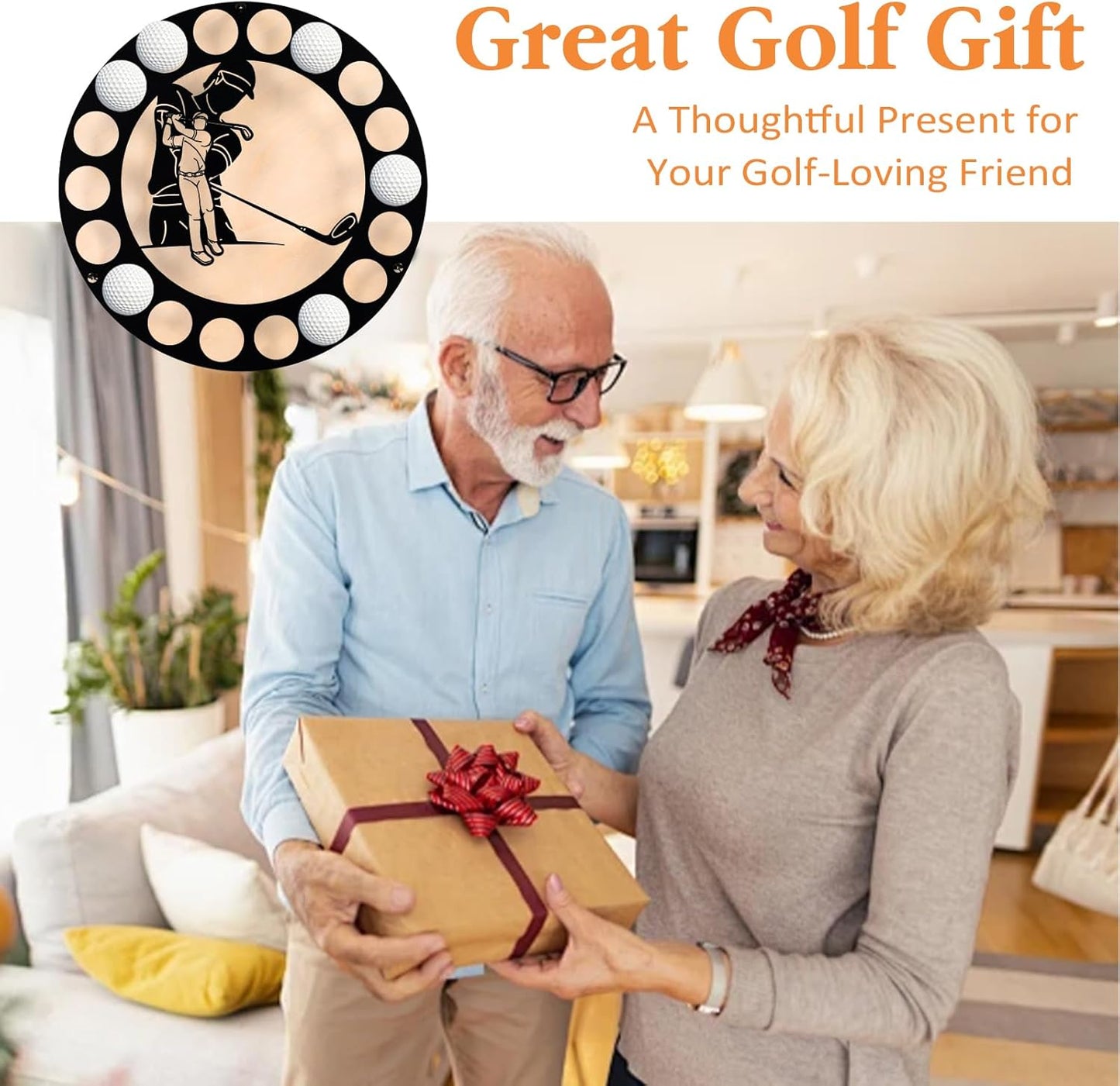 Golf Ball Display Case Wall Mounted Golf Ball Display Holder 13.75 inch Round Golf Ball Case Display Golf Ball Display Stand for Display & Decor for Enthusiasts Collectors, Can Holds 18 Balls