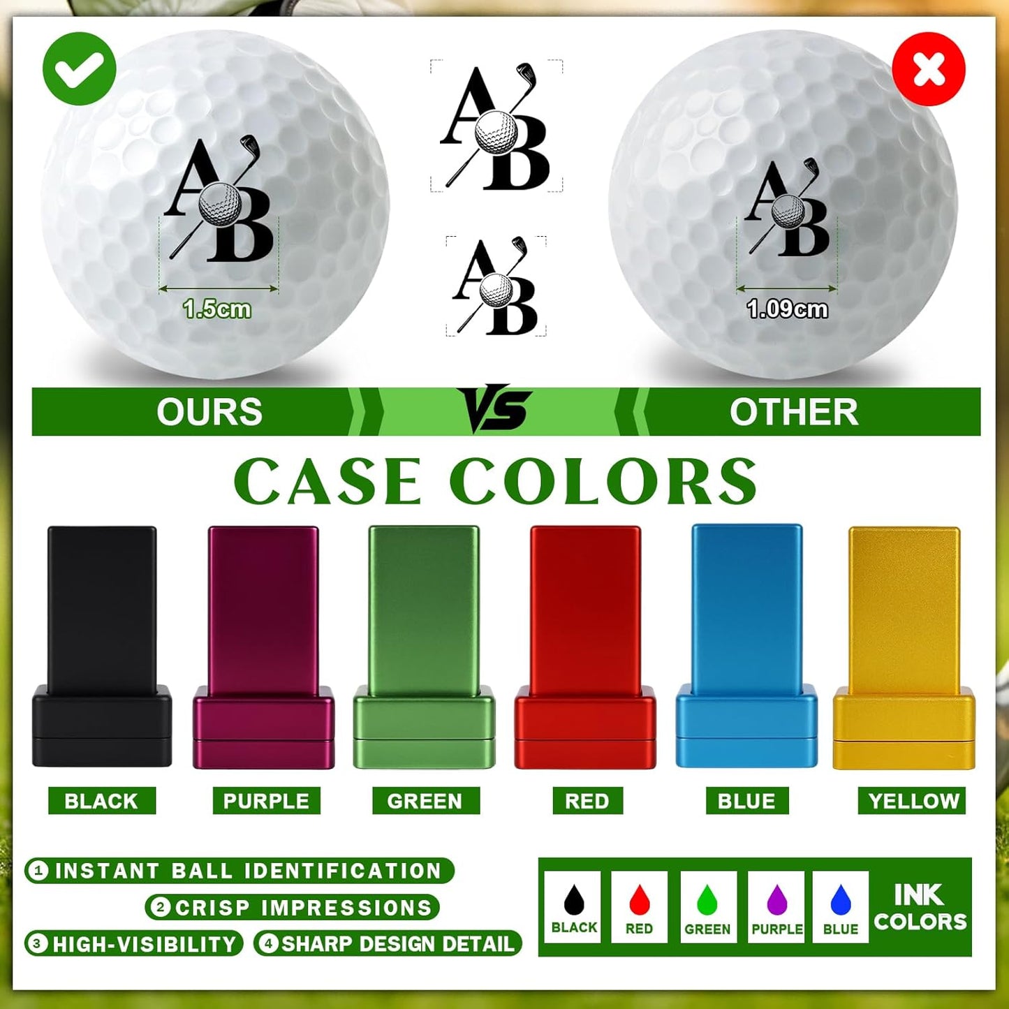 Custom Golf Ball Stamp, Self-Inking Golf Ball Stamper with Personalized Monogram Design, Waterproof Quick-Dry Ink, Durable Marker for Easy Ball ID, Ideal Gifts for Golfers Men Women Beginners