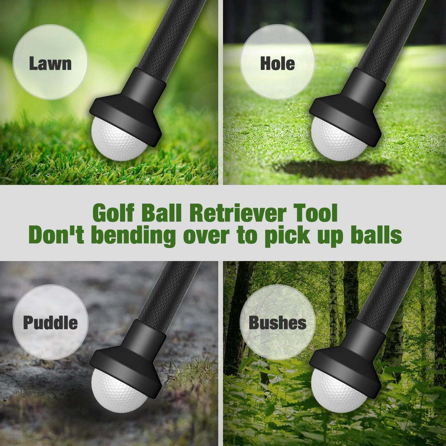 Golf Ball Retriever, 3Pack Mini Golf Ball Pick Up Suction Cup for Putter Grip Tool, Portable Golf Ball Grabber for Training Putter Grip Golfer, Professional Golf Sucker Accessories for Golfer