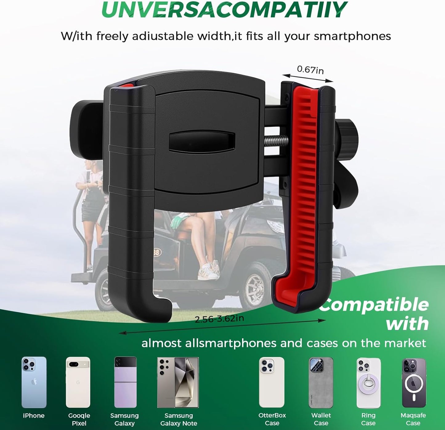 Magnetic Golf Cart Phone Holder, 360° Adjustable Ultra Strength Magnetic Mount Compatible with Club Car EZ-GO Yamaha, The Perfect Golf Accessory Gift for Golfers