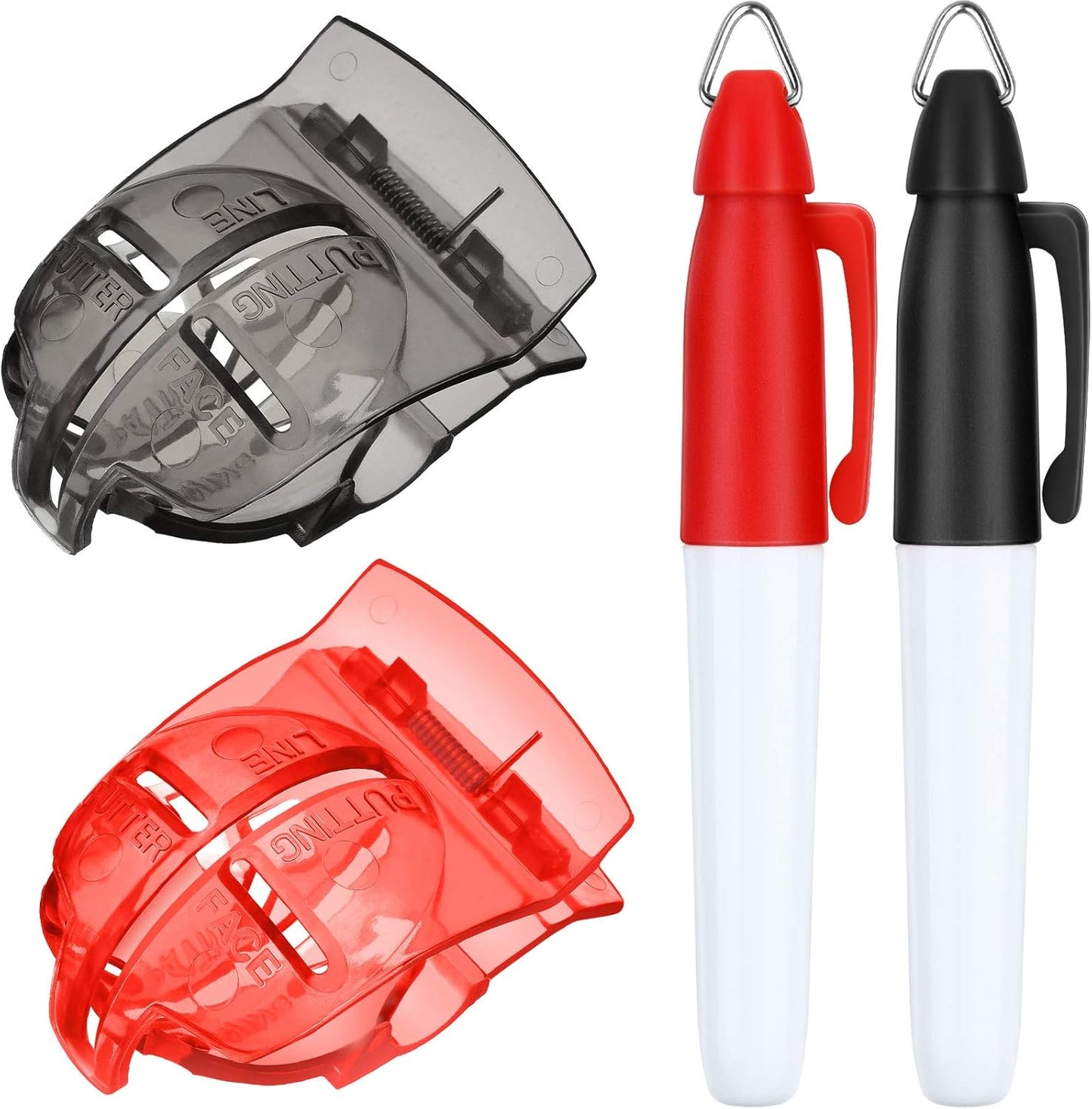 WILLBOND 2 Pieces Golf Ball Line Marker Tool Marking Alignment Putting Tool and 2 Pieces Golf Ball Marker Pen, 4 Pcs Totally