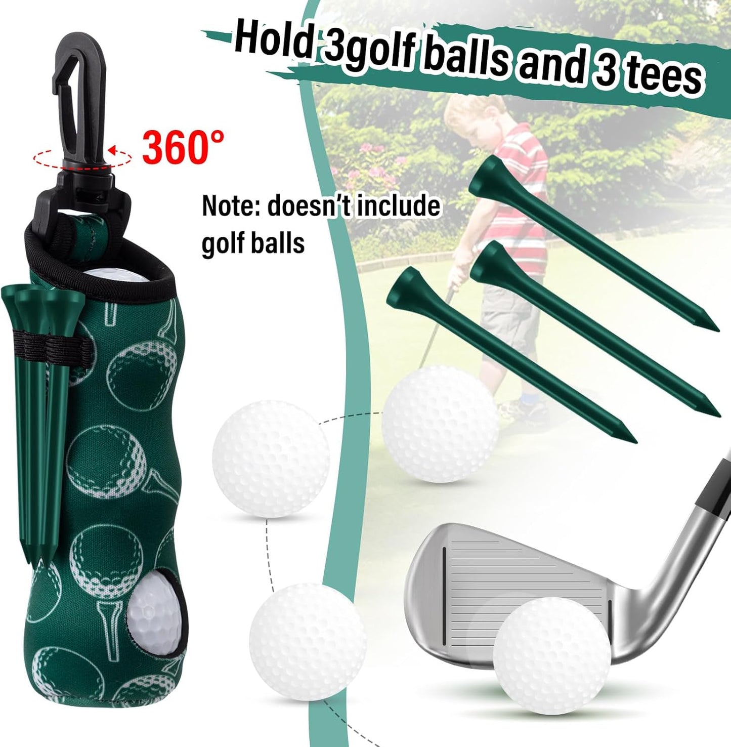 Liliful 12 Pcs Golf Accessories Kit, Include Golf Ball Bag with Hook Towel Tees Magnetic Ball Marker Divot Tool Cleaner Brush for Women Man Gifts