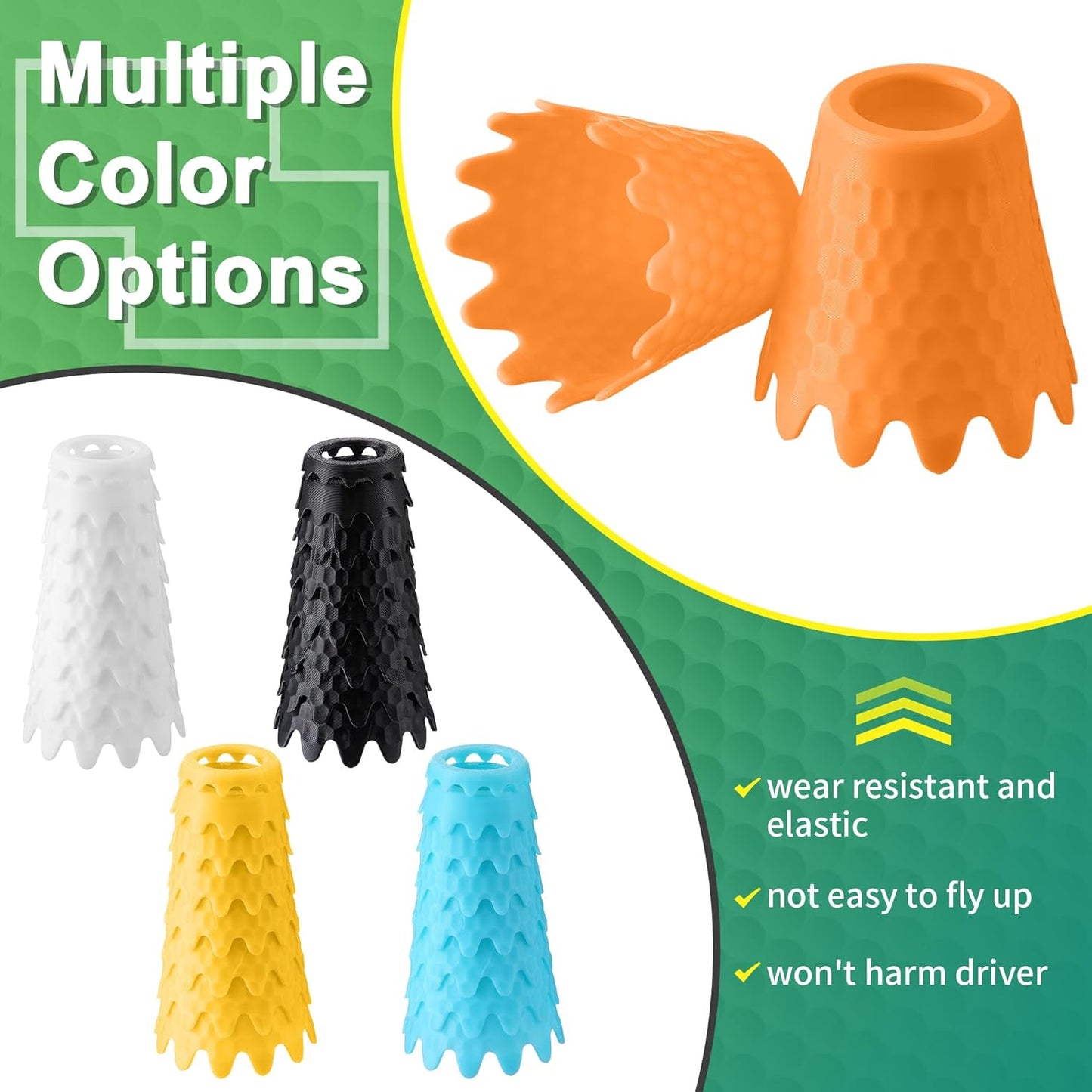 8 Pack ‌Simulator Golf Tees, TPU Unbreakable Material, Height from 1/4" to 2", Suitable for Indoor, Outdoor, Winter, Golf Mats, Turf and Driving Range