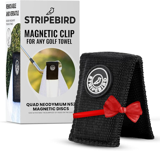 Stripebird Magnetic Clip for Any Towel (Black) - Highest Strength Magnet for Golf Towel - Removable - Golf Towels for Men