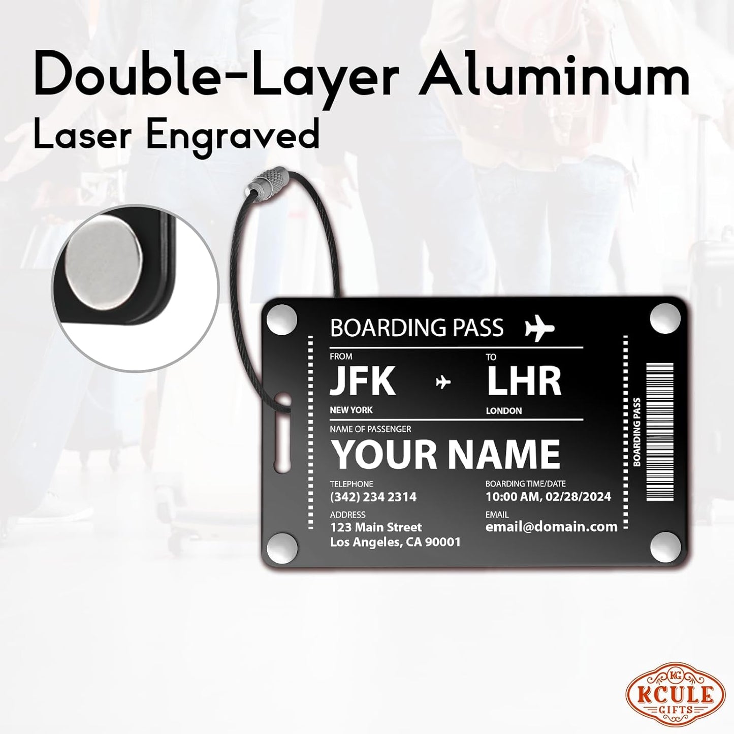 Luggage Tags for Suitcases: Boarding Pass Style Personalized Luggage Tags and Bags with Customizable Flight Details