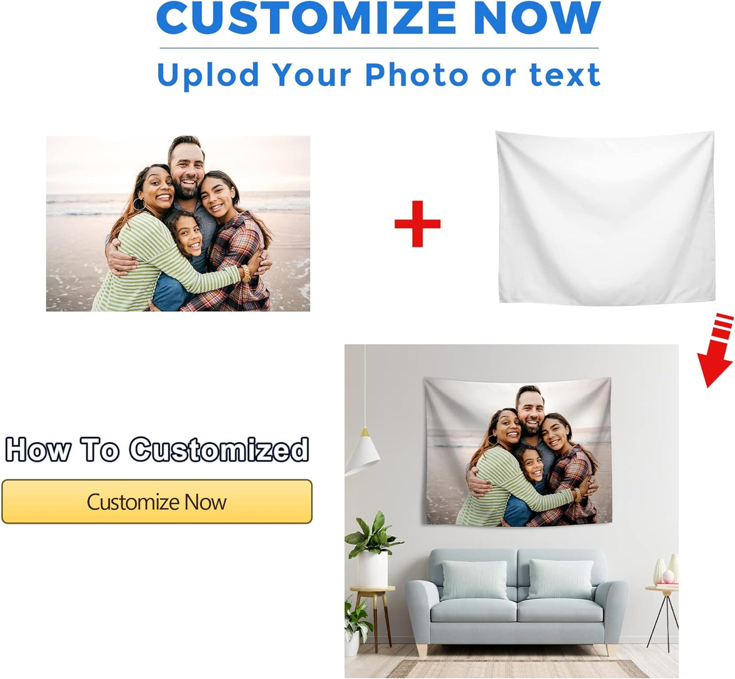JINJUREN Custom Tapestry Upload Images Personalized Custom Tapestry Customized Backdrop Banner Print Any of Your Design Photo/Text/Logo
