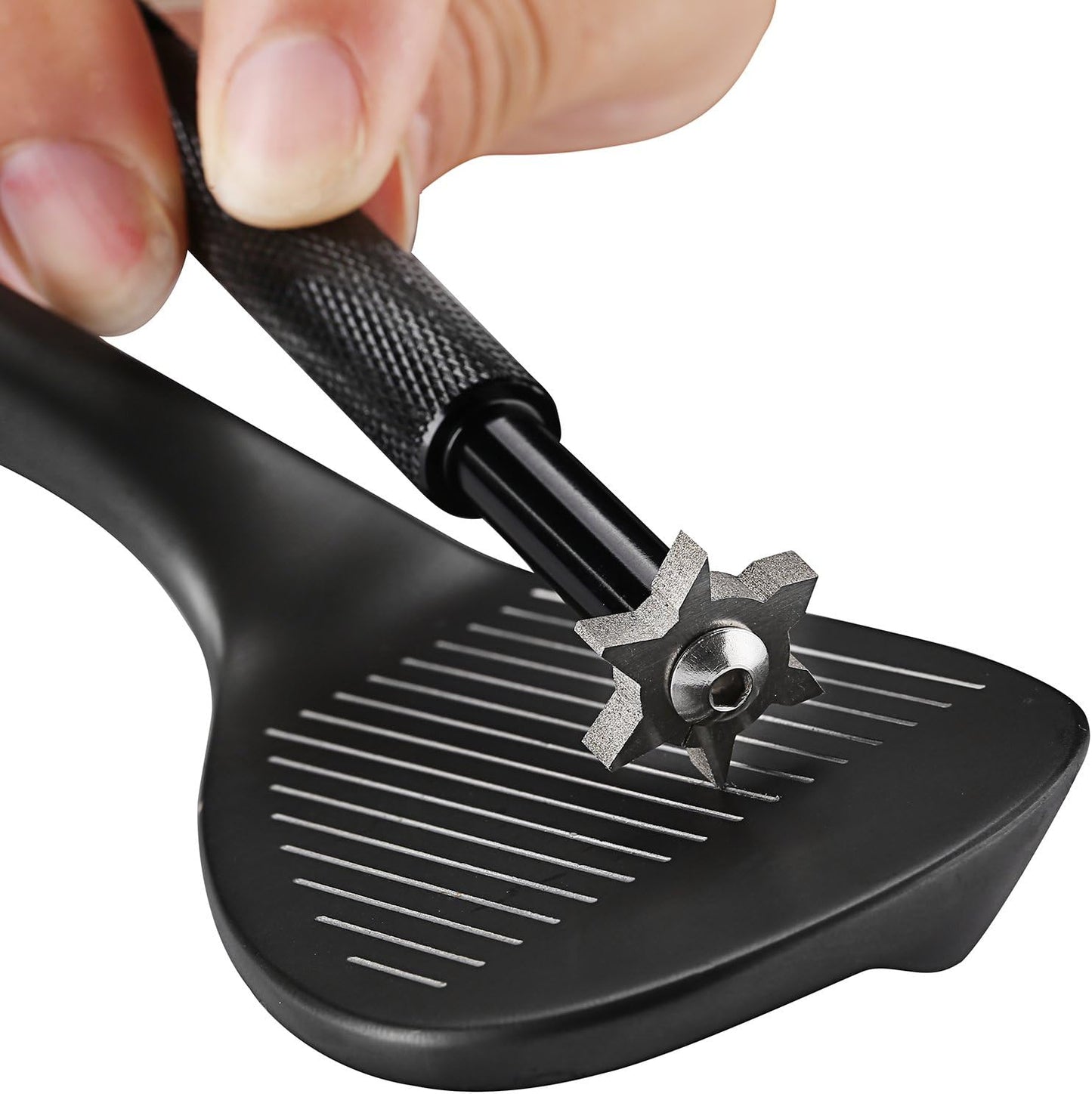 Sword &Shield sports Golf Club Groove Sharpener Tool Golf Club Re-Grooving Cleaning Tool 6-Tip for Optimal Backspin and Ball Control with Wedges and Utility Clubs