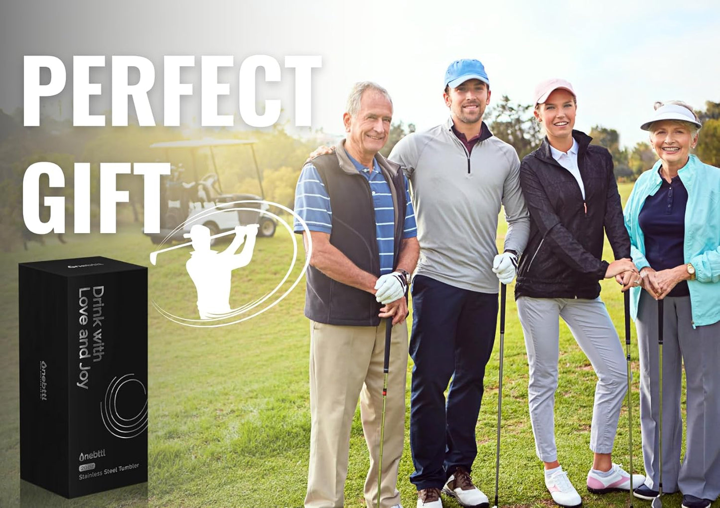 Onebttl Golf Gifts for Men - Funny 20oz Tumbler, Dad & Fathers Day Gift, Birthday Present for Golf Lovers - Black