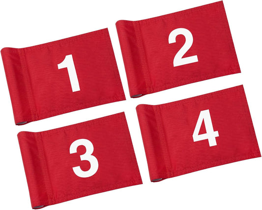 KINGTOP Numbered Golf Flag All 8x6 Inch – Upgraded Dual-Layer 420D Nylon, Double Sided Printing, Tube Inserted – Mini Practice Putting Green Flags for Yard