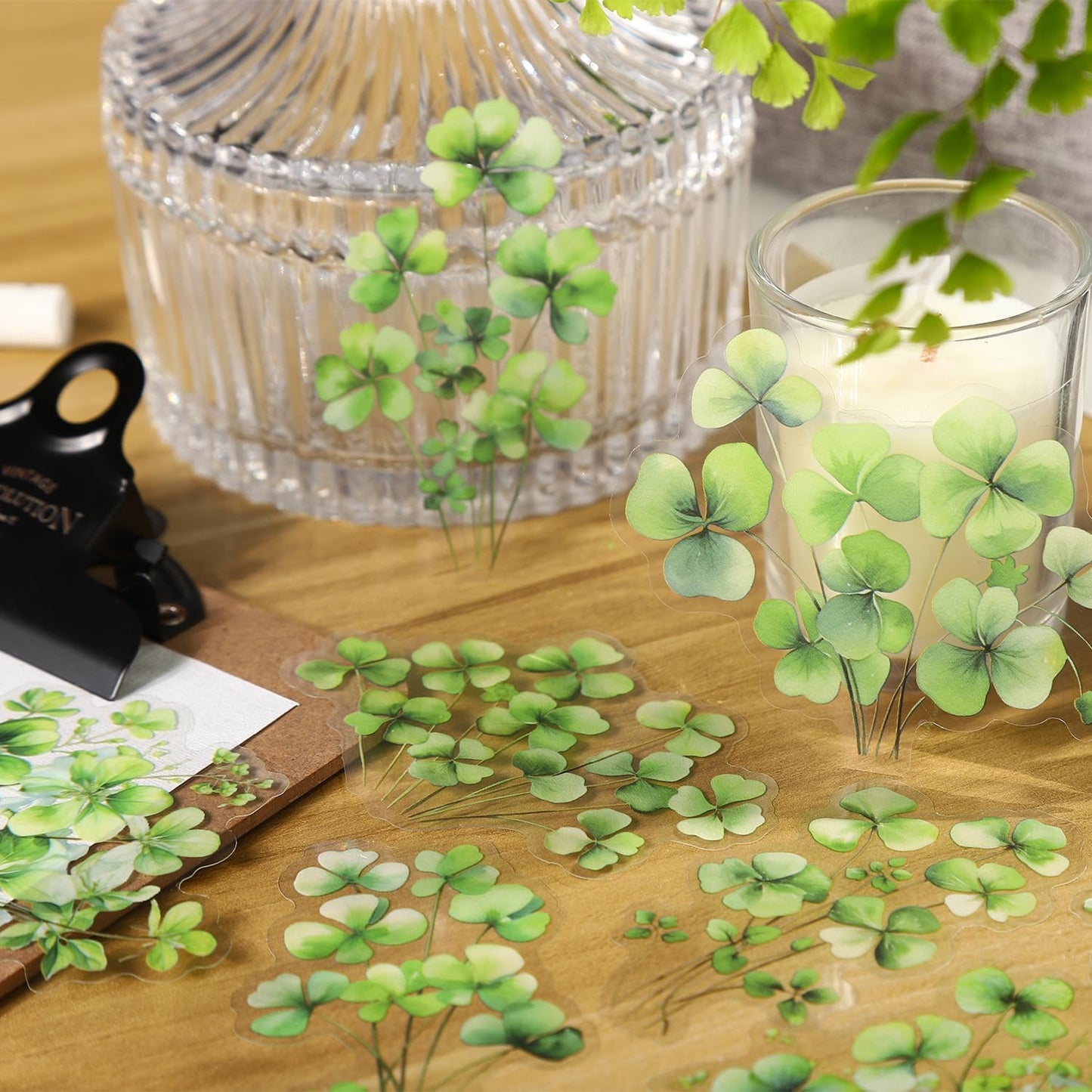 Botanical Leaf PET Stickers Set, 120PCS Transparent Plant Ephemera for Scrapbooking, Journaling, DIY Crafts, and Planner