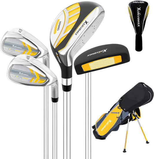 5/6 Pieces Kids Golf Club Set, Junior Golf Club Set Ages 4-12 Includes Stand Bag, 1# Drive, 5# Hybrid, 6/7#, 9/P# Irons and Putter Right Hand for Boys Girls