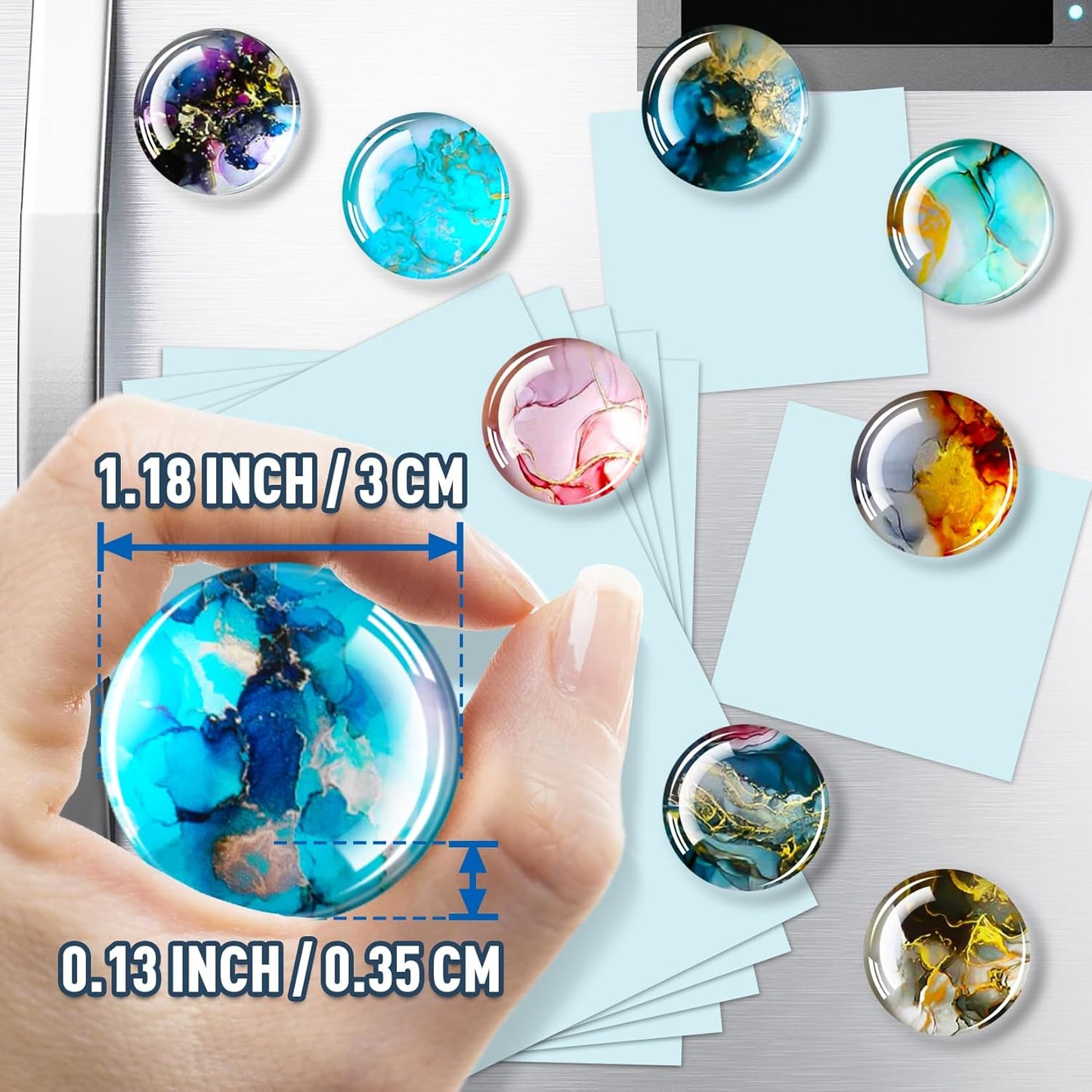 FINDMAG 12 Pcs Cute Fridge Magnet Sticker, Glass Refrigerator Magnets, Strong Magnets for Whiteboard, Classroom, Kitchen, Office, Home, Cabinet, and Photos