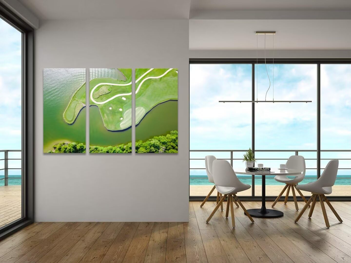 Colorado River Austin Texas USA Golf Course Wall Art for Living Room Bedroom Bathroom Home Decorations Golf Club Pictures Posters Framed Artwork Canvas Prints Ready to Hang(14''W x 28''H x3)