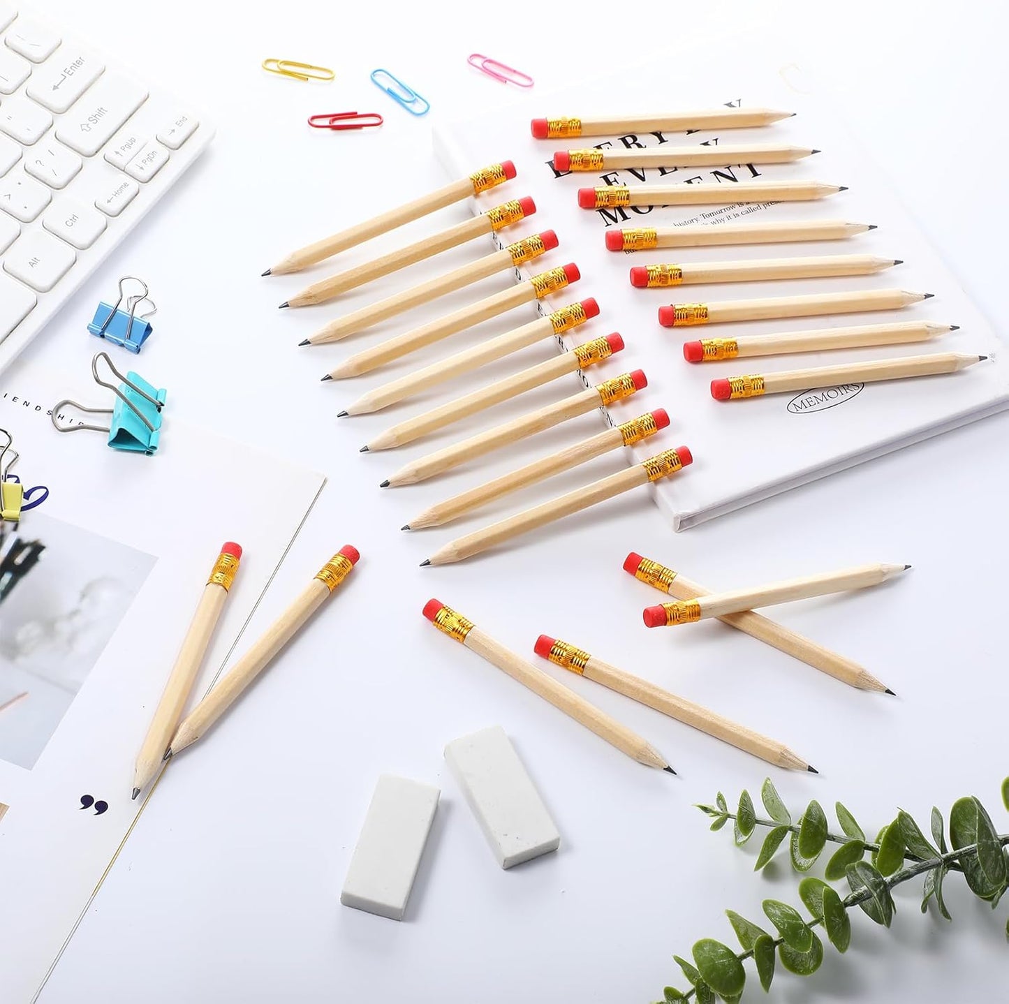 Chivao 288 Pieces Golf Mini Pencils Bulk with Eraser #2 HB Golf Short Pre Sharpened Pencils for Party Favors Office Supplies 4 Inch(Wood Color)